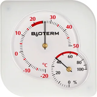 Vidaus bimetalinis termometras su higrometru (nuo -20 iki +50 °C), baltas