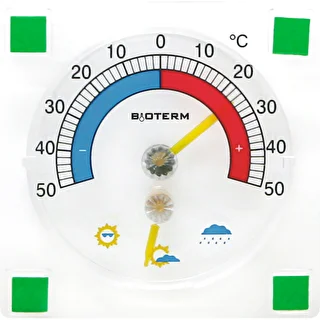 Universalus termometras su higrometru, skaidrus, priklijuojamas (nuo -50 °C iki +50 °C)