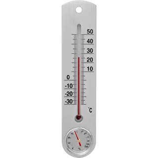 Universalus sidabrinis termometras su higrometru (-30 °C iki +50 °C) 25 cm