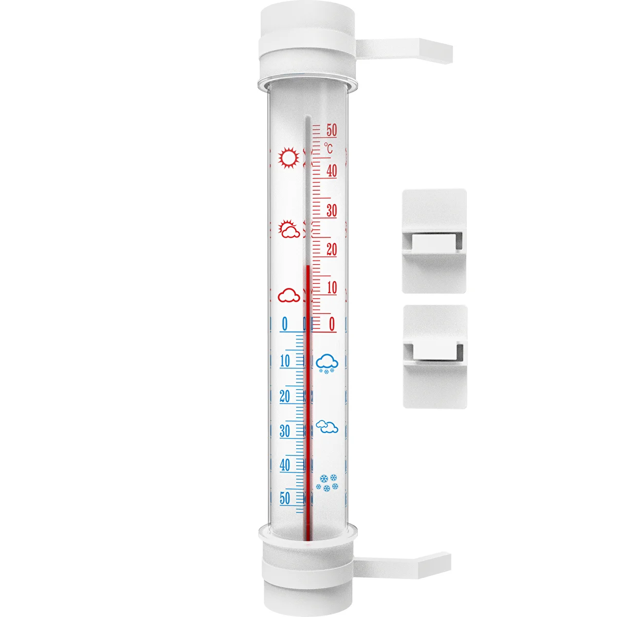 Baltas lauko termometras (nuo -50 °C iki +50 °C), 27 cm