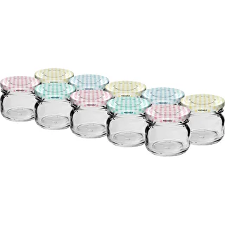 Stiklainis Twist-off 30 ml su spalvotu dangteliu fi 43 - 10 vnt.