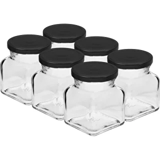 Stiklainis twist-off 120 ml - Cztery kąty fi 53 su juodu dangteliu, 6 vnt.