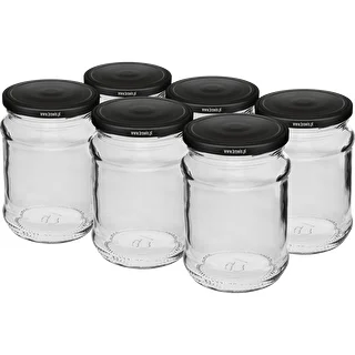 Stiklainis 250 ml Ø 66/4 juodas dangtelis - 6 vnt.