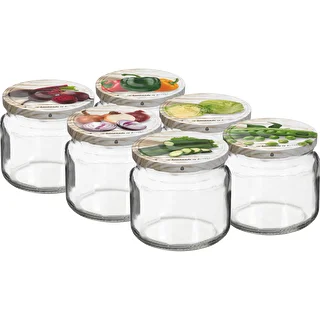 Stiklainis TO 370 ml su spalvotu dangteliu fi82/6- 6 vnt.