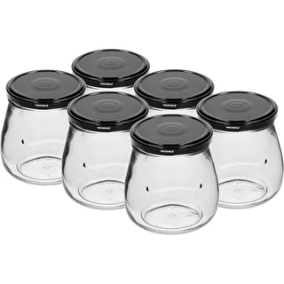Stiklainis twist-off 500 ml „Apversta Amfora“ su juodu dangteliu fi 82/6, 6 vnt.