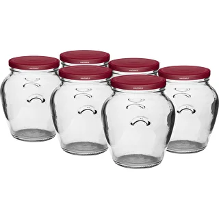 Stiklainis Amfora 580 ml (fi 82) su bordo spalvos dangteliais 6 vnt
