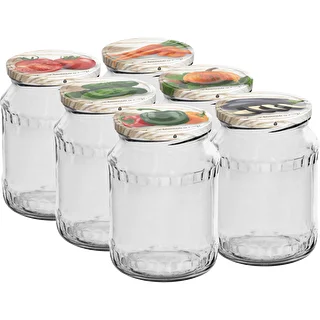 Stiklainis TO 720 ml su spalvotu užsukamu dangteliu fi 82/6 - 6 vnt.
