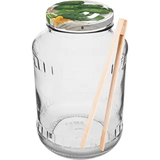 Stiklainis 1,5 l, fi 82/6 su spalvotu dangteliu + žnyplės