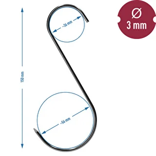 Rūkymo kabliai – S, su paaštrintu galu, 3 mm x 150 mm, 5 vnt. – photo 6
