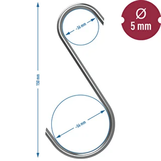 Rūkymo kabliai – S formos, nukirstais 45° galais, 5 mm × 150 mm, 5 vnt. – photo 7