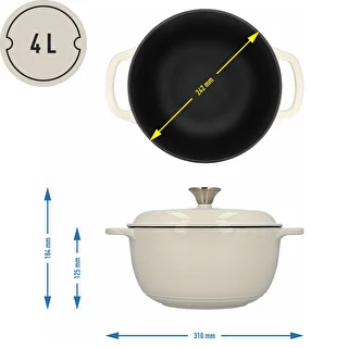 Emaliuotas ketaus puodas – ekri, 4 l – photo 4