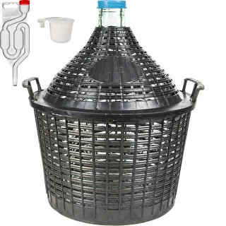 Vyno gamybos rinkinys Basic: 15 l stiklinis balionas plastikiniame krepšyje, su kamščiu ir fermentacijos vamzdeliu
