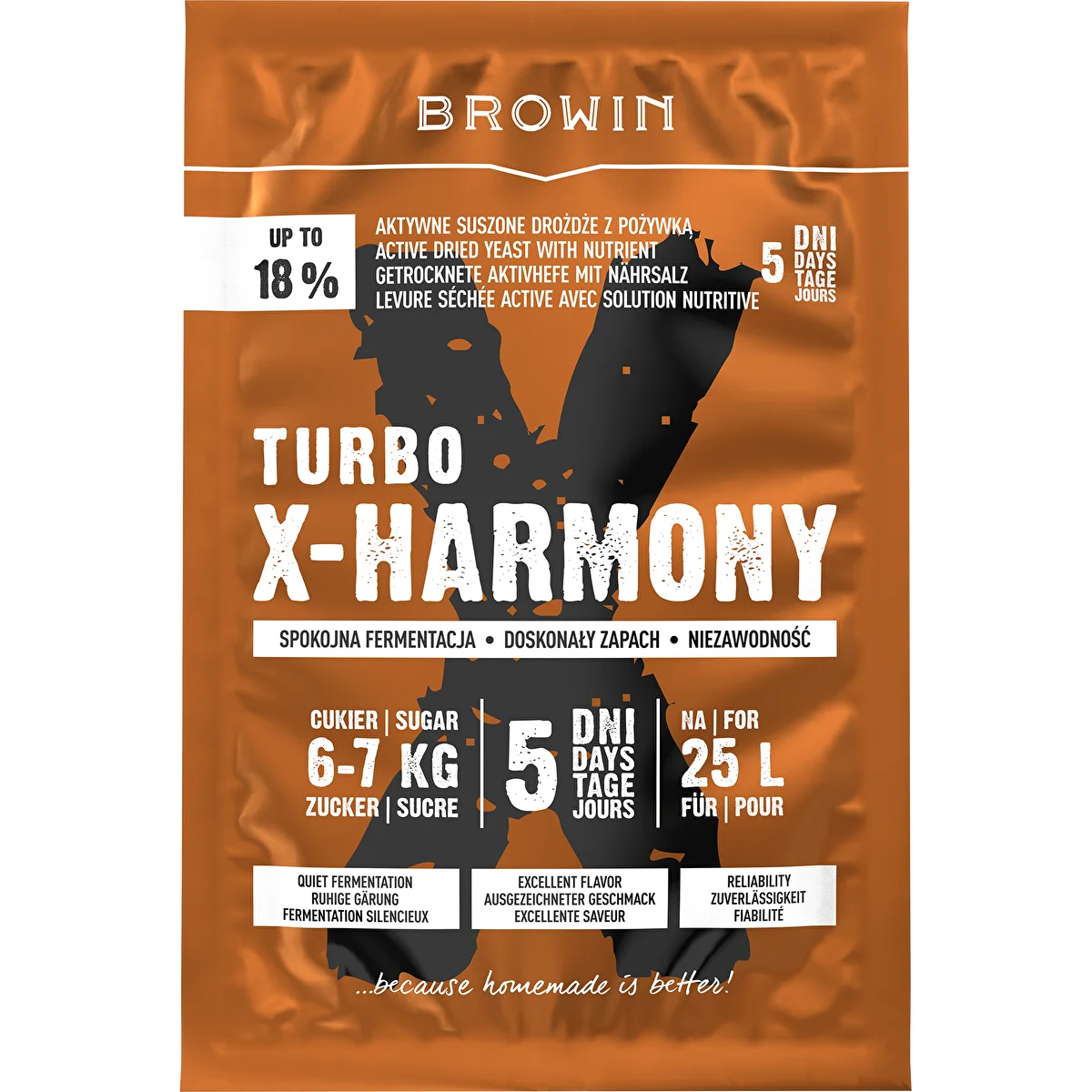 Spiritinės turbo mielės X-Harmony 18%, 25 L, 138 g