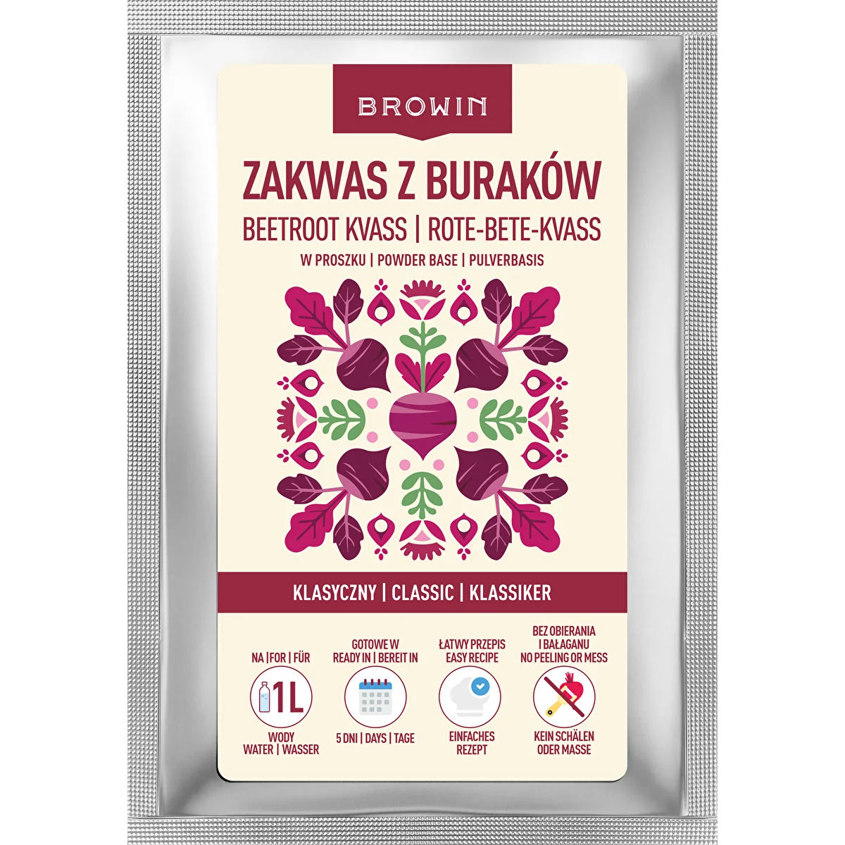 Burokėlių raugo milteliai, klasikinio skonio, 36 g