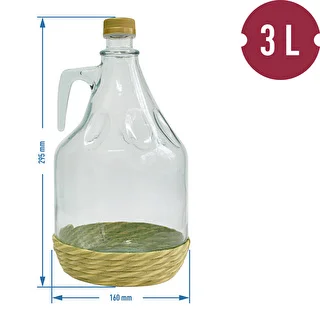 Demižonas Dama 3 l su apsauginiu apvalkalu, su užsukamu dangteliu – photo 2