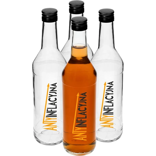 0,5 l butelis su užsukamu kamšteliu ir spaudiniu „Antiinfliacinė“ – 4 vnt.
