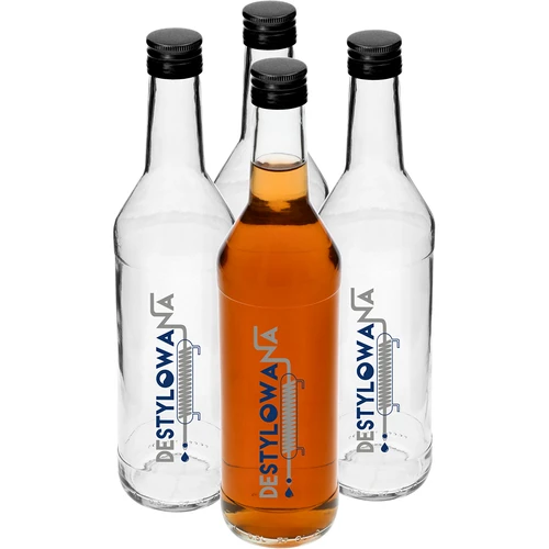0,5 l butelis su užsukamu kamšteliu ir užrašu „Distiliuota“ – 4 vnt.