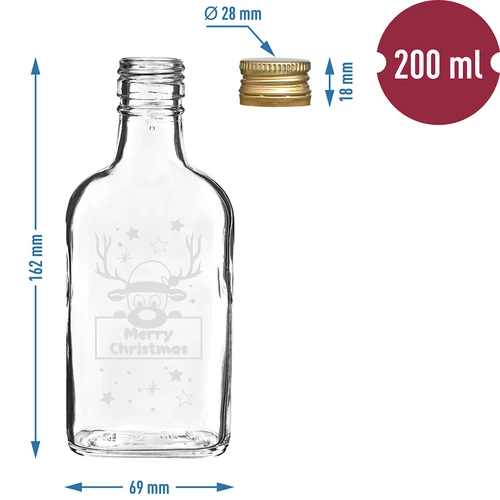 200 ml butelis su užsukamu kamšteliu, spauda Kalėdinis šiaurinis elnias, 6 vnt. - 5