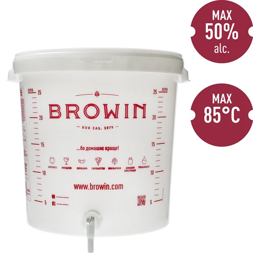 30 l fermentacijos indas su dangčiu, čiaupu ir vamzdeliu UA - 6