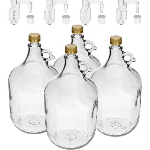 4 x Dama 5 l su kamščiu, fermentacijos vamzdeliu ir užsukamu dangteliu