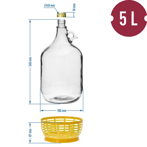 4 x Dama 5L z kork., rurką ferm., zak. i kosz. - 10