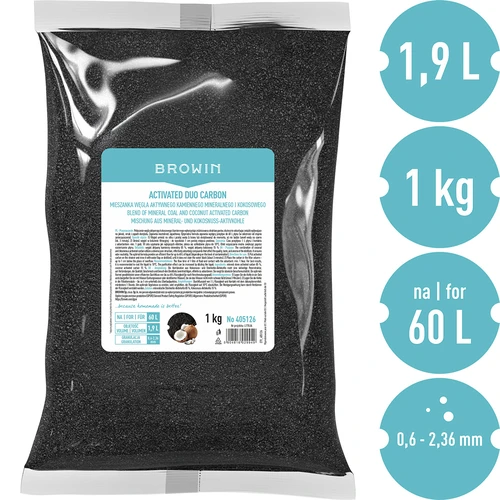 Activated Duo Carbon – aktyvintos mineralinės (akmens) ir kokosų anglies mišinys, 1 kg, iki 60 l - 3
