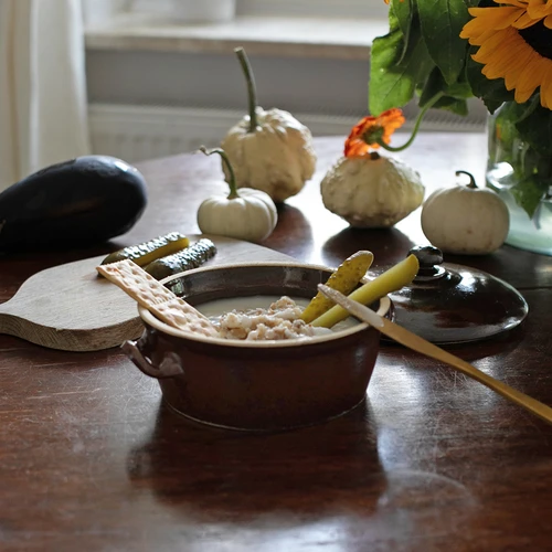 Akmens masės puodas 800 ml taukams su dangčiu - 2