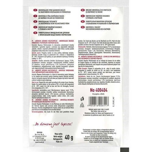 Aromatic Bayanus Multicomplex zestaw startowy do wina, 40 g - 2