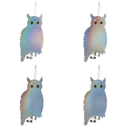 Atspindintis pakabinamas paukščių atbaidiklis - pelėda su skambaliukais - 3