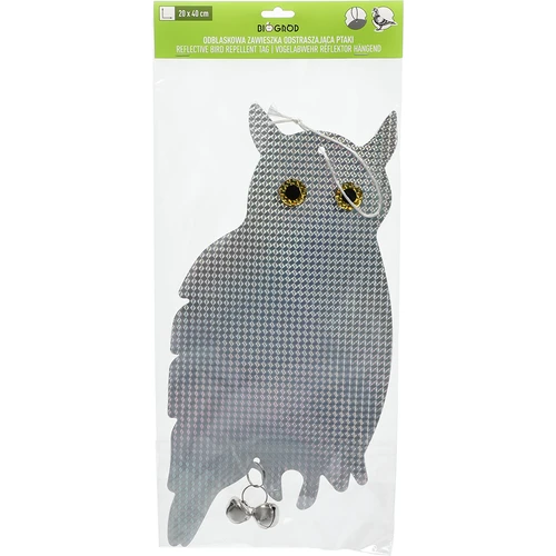 Atspindintis pakabinamas paukščių atbaidiklis - pelėda su skambaliukais - 7