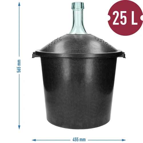 Balon szklany do wina 25 L - w koszu z tworzywa - 7