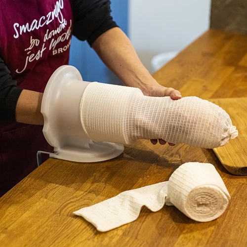 Baltas mėsos gaminių tinklas, 12,5 cm x 5 m, atsparus temperatūrai iki 220 °C - 4