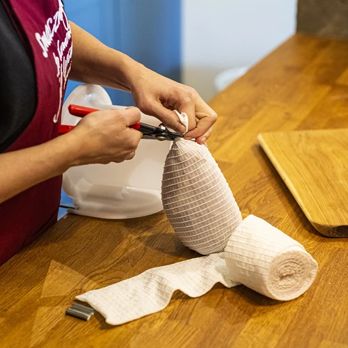 Baltas mėsos gaminių tinklas, 12,5 cm x 5 m, atsparus temperatūrai iki 220 °C - 5