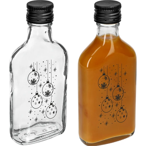 Plokščias 200 ml buteliukas su užsukamu dangteliu, spauda „Eglutės burbulai“, 1 vnt. - 3