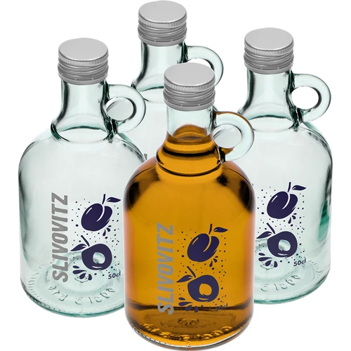 Butelis 500 ml su užsukamu dangteliu ir 2 spalvų spauda Slivovitz - 4 vnt.