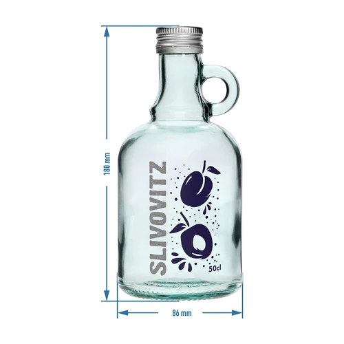 Butelis 500 ml su užsukamu dangteliu ir 2 spalvų spauda Slivovitz - 4 vnt. - 7