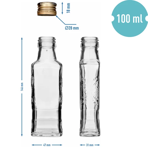 Butelis Flora 100 ml su užsukamu kamšteliu fi28 , 8 vnt. - 7