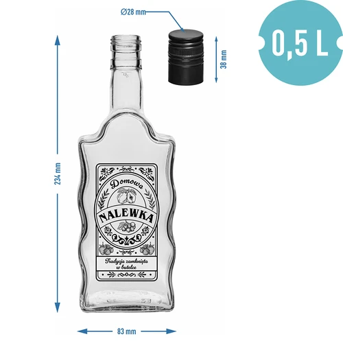 Klasztorna butelis 500 ml su užsukamu kamšteliu, užrašas „Nalewka“, 1 vnt. - 5