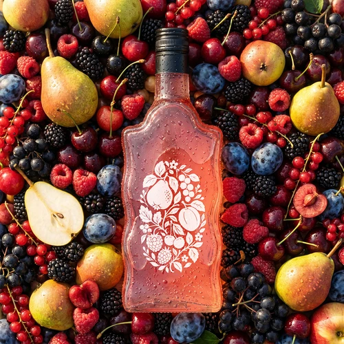 Butelis „Klasztorna“ 500 ml su užsukamu dangteliu ir spauda „Vaisiai“, dizainas Nr. 1 - 6