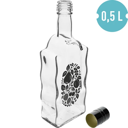 Butelis „Klasztorna“ 500 ml su užsukamu dangteliu ir spauda „Vaisiai“, dizainas Nr. 1 - 2