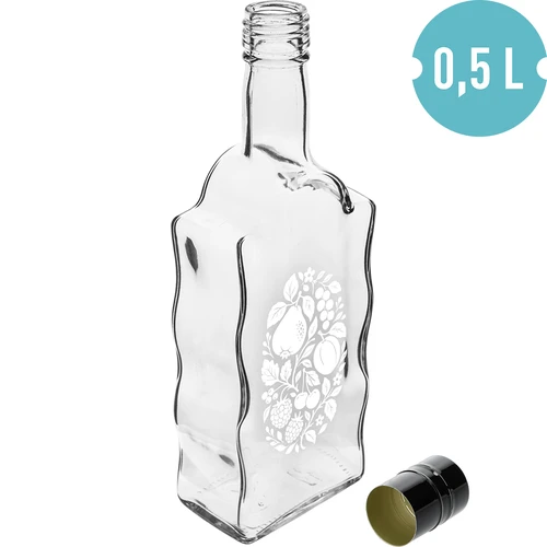 Butelis „Klasztorna“ 500 ml su užsukamu dangteliu ir spauda „Vaisiai“, dizainas Nr. 1 - 2