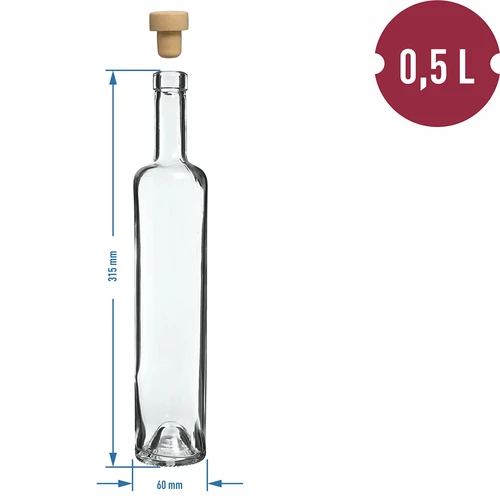 Butelis Marina su kamščiu, skaidrus 0,5 l - 4