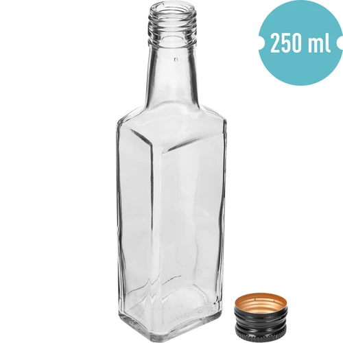 Butelis „Receptura“ 250 ml, su juodu užsukamu dangteliu, 1 vnt. - 2