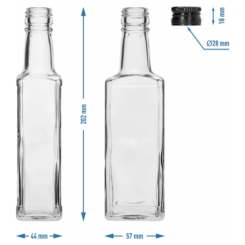 Butelis „Receptura“ 250 ml, su juodu užsukamu dangteliu, 1 vnt. - 6