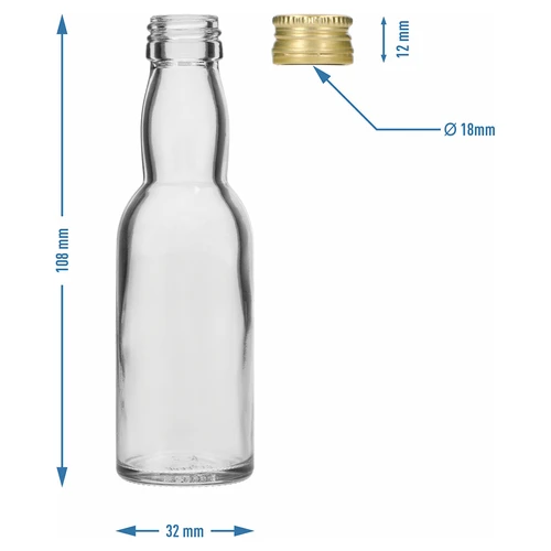 „Maluch“ buteliukas su auksinės spalvos užsukamu kamšteliu, 40 ml, 10 vnt. - 8