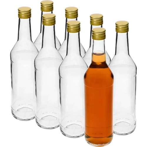 Butelka 500 ml na wódkę prosta z zakrętkami - 8 szt. - 2