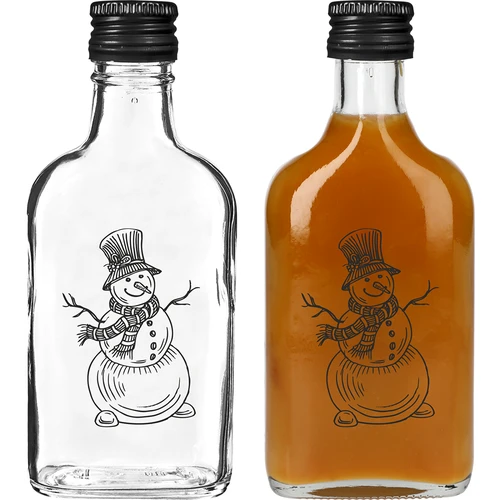 Butelka Piersiówka 200 ml z zakrętką, nadruk „Bałwanek", 1 szt. - 2