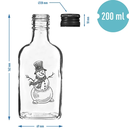 Butelka Piersiówka 200 ml z zakrętką, nadruk „Bałwanek", 1 szt. - 5