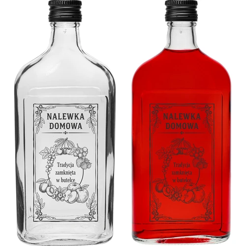 Butelka Piersiówka 500 ml z zakrętką, nadruk „Nalewka domowa”, 1 szt.