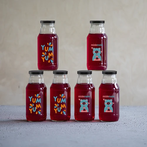 Butelka twist off 330 ml z zakrętką fi43 i kolorowym nadrukiem - 6 szt. - 8